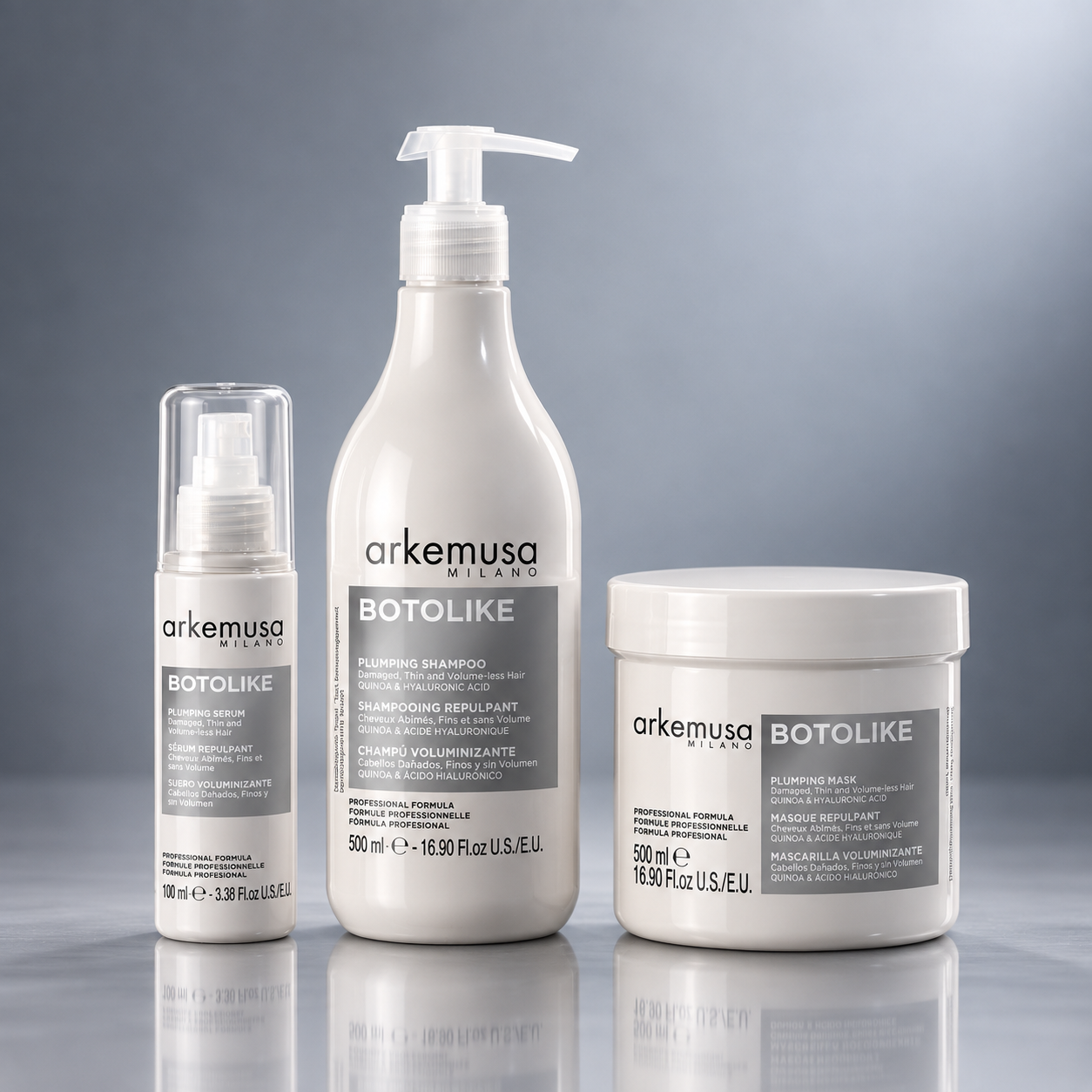 Πλήρης σειρά ARKEMUSA MILANO BOTOLIKE με Shampoo, Mask και SERUM