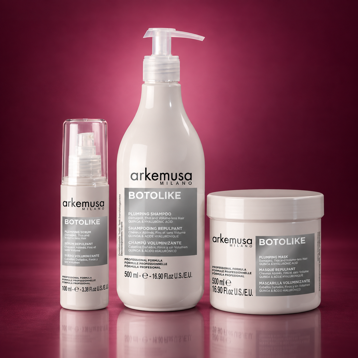 Πλήρης σειρά ARKEMUSA MILANO BOTOLIKE με Shampoo, Mask και SERUM
